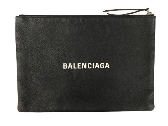 【中古】バレンシアガ BALENCIAGA ロゴプリント クラッチバッグ 485110 レザー 黒 ブラック BAG ハンドバッグ カバン 鞄 ☆AA★ メンズ レディース 【ベクトル 古着】 260712｜ブランド古着の買取販売ベクトル
