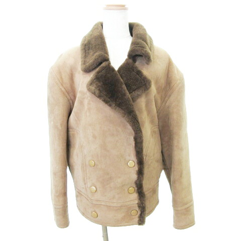 【中古】49アベニュー ジュンコシマダ 49AV. junko shimada ムートン コート 羊革 ファー ボア アウター 9号 Mサイズ 茶 ブラウン ORG レディース 【ベクトル 古着】 241109