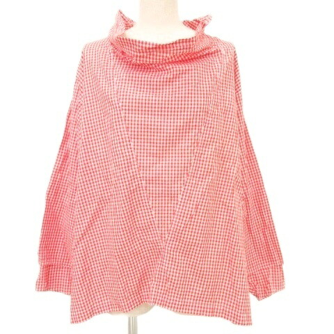 【中古】イッセイミヤケ ISSEY MIYAKE I.S イッセイミヤケ ツモリチサト 80s ヴィンテージ ギンガムチェック ブラウス シャツ 長袖 ハイネック 9 赤 レッド レディース 【ベクトル 古着】 260127