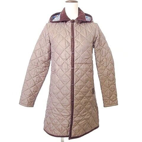 【中古】ラベンハム LAVENHAM リバティ LIBERTY キルティングコート フード 36 S相当 ベージュ ■TC A0212 レディース 【ベクトル 古着】 260212