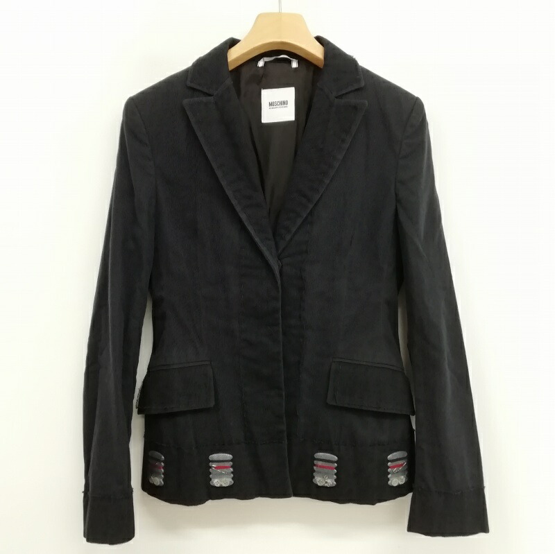 楽天市場】Moschino ウールテーラードジャケット M 黒 ストライプ
