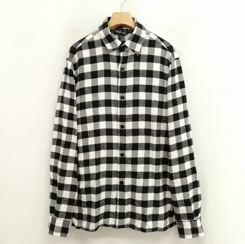 agnes b homme アニエスべー オム チェック柄 リネンシャツ メンズ チェック コットン 長袖 シャツ ”Thomas