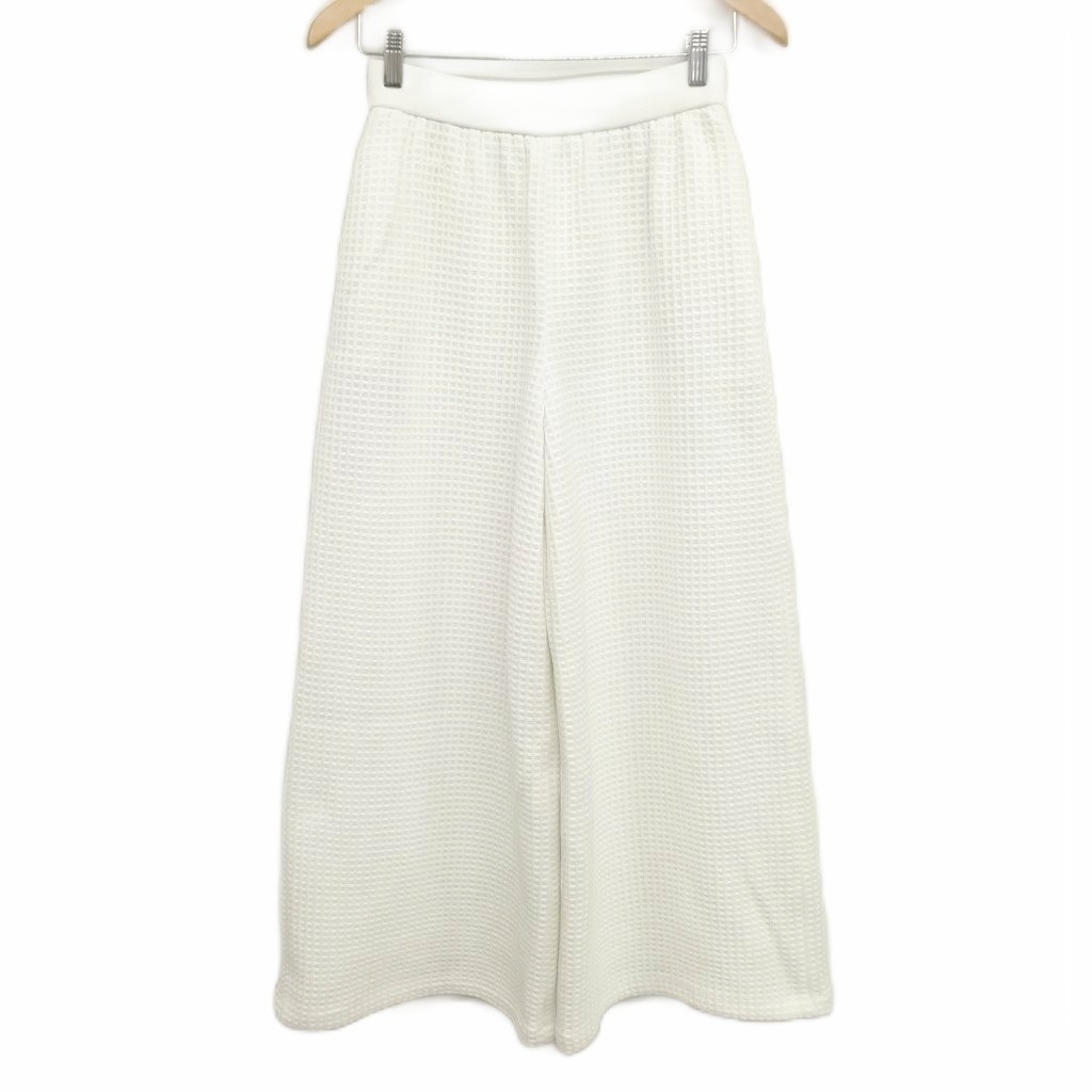 【中古】未使用品 ルネ Rene 25SS 6512410 ワッフル コットン ニット ワイド パンツ 34 ホワイト レディース 【ベクトル 古着】 260123