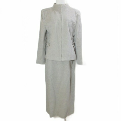 【中古】イツコ ウエダ ITSUKO UEDA プレタポルテ PRET-A-PORTER カシミヤスーツ セットアップ ジップジャケット ロングスカート タイト M ベージュ /X レディース 【ベクトル 古着】 260202