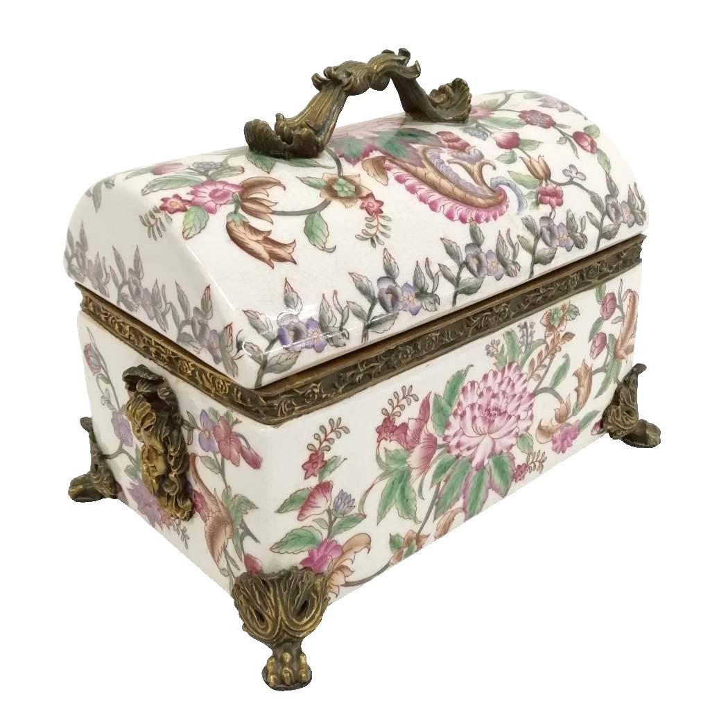 【中古】Dominic ドミニク アンティーク 陶器 ボックス 宝箱 置物 小物入れ インテリア 【ベクトル 古着】 260219