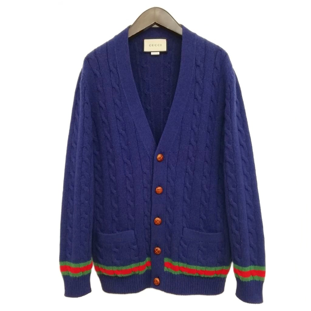 【中古】グッチ GUCCI カシミール 羊毛 有線テレビ 編み物 ジレー シェリー酒伝達ルート くるみ名取り草 XS 米国海軍 メンズ 【ベクター 古着】 260224