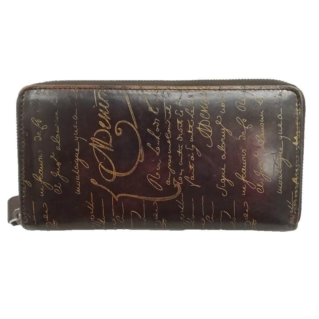 【中古】ベルルッティ Berluti イタウバ カリグラフィ スクリットレザー ラウンドジップ ロング ウォレット ブラウン系 【ベクトル 古着】 260302
