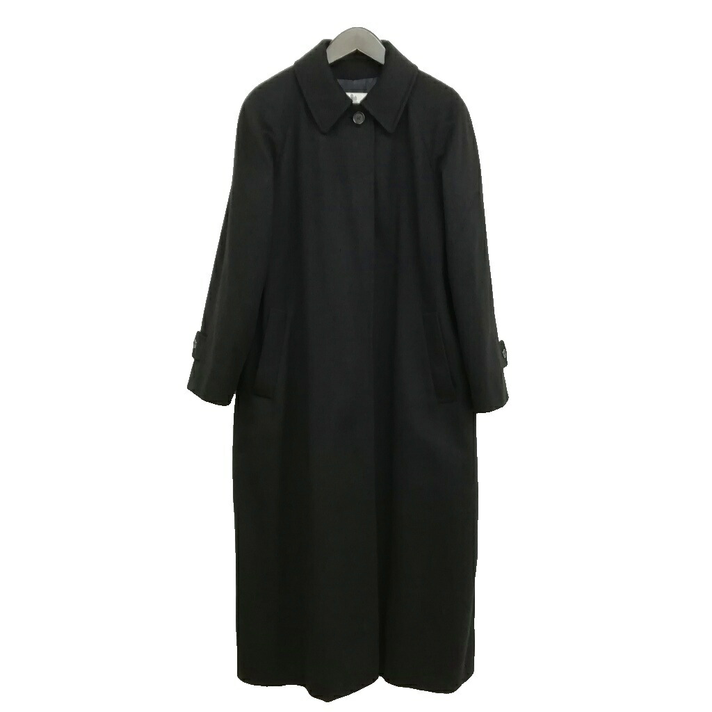 【中古】アクアスキュータム AQUASCUTUM 連合王国製 カシミール ステンカラー ロング 厚地の外套 シュロの葉三尺帯付 黒いこと レディース 【ベクター 古着】 260319
