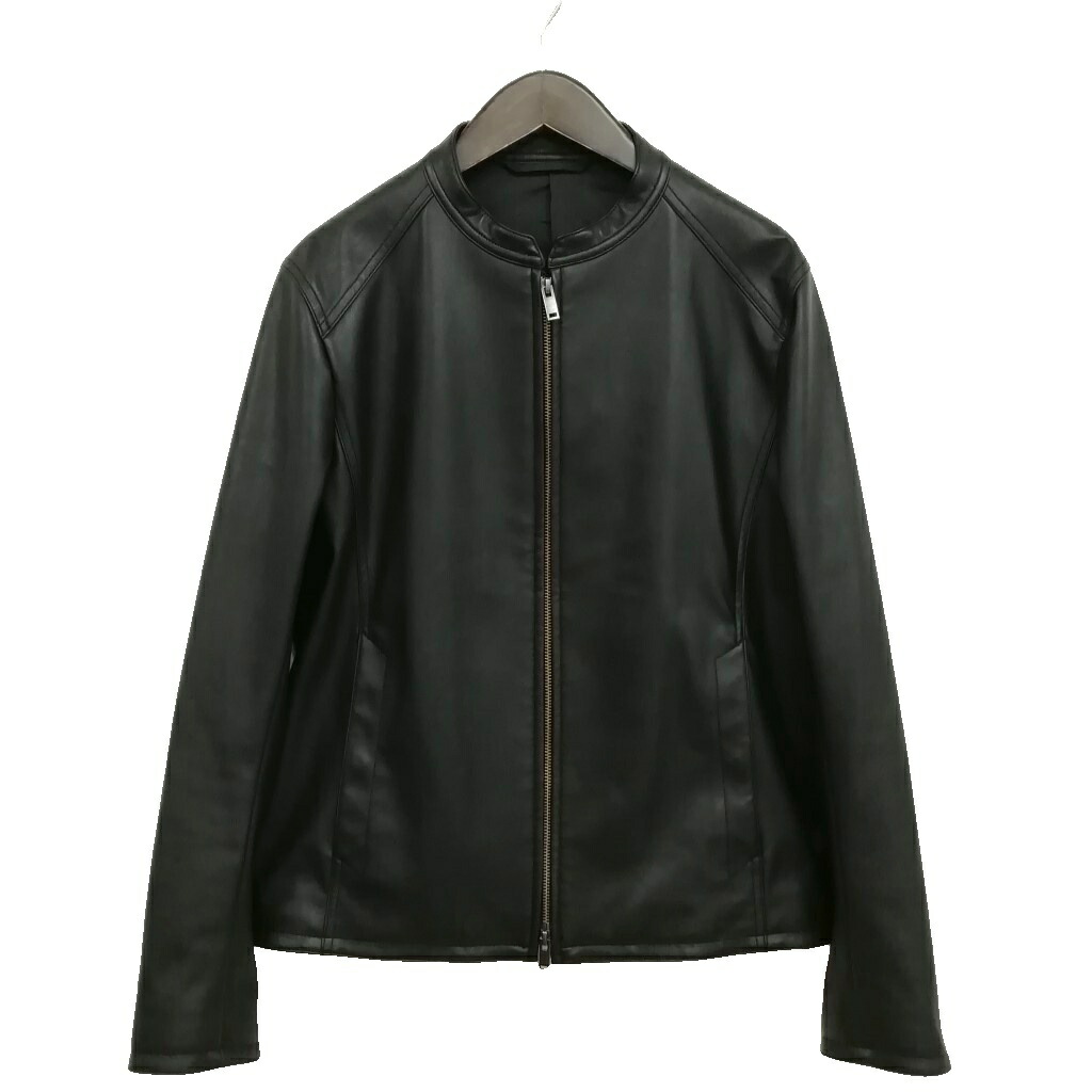 【中古】プラステ PLST 36-0304001 フェイクレザー シングル ライダース ジャケット L ブラック メンズ 【ベクトル 古着】 260325