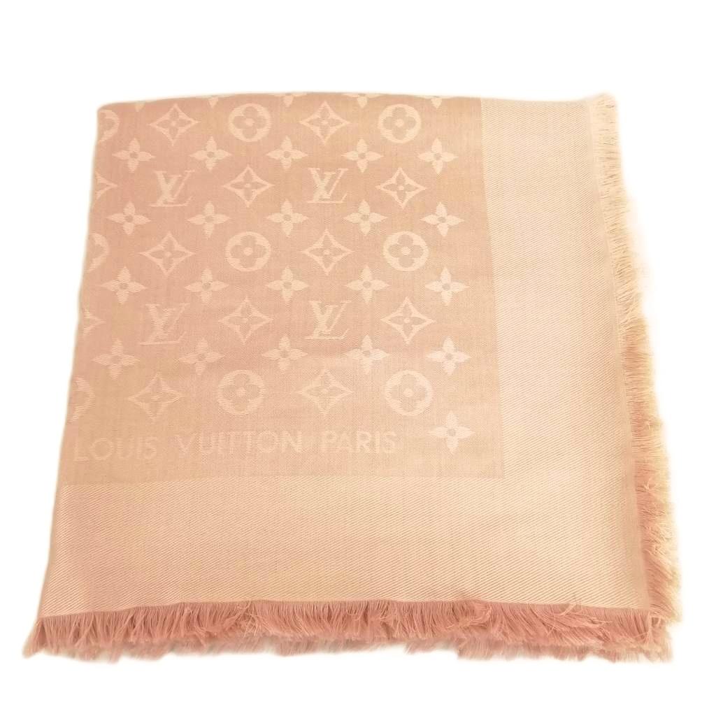 【中古】ルイヴィトン LOUIS VUITTON 402336 モノグラム 袈裟 肩かけ 大判  地絹 羊毛 サクラ色ベージュ系 レディース 【ベクター 古着】 260402