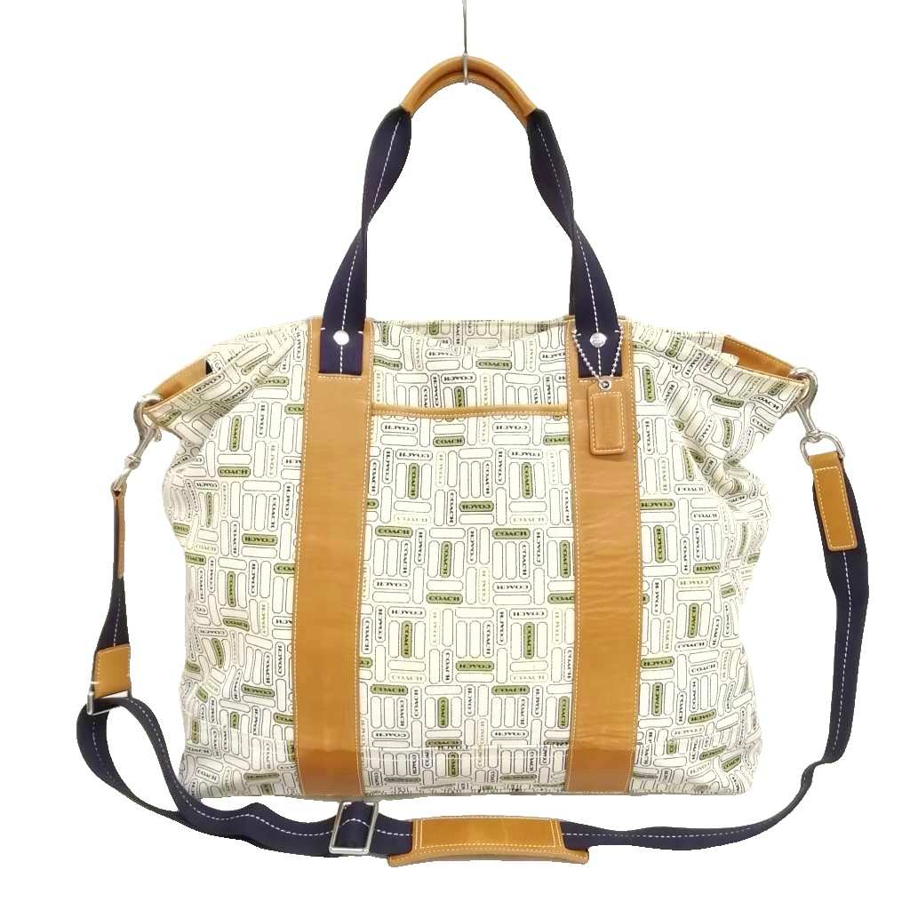 【中古】コーチ職 COACH F70404 ロゴタイプ 帆布 2WAY ボストンバッグ トートバッグ 白いこと系 メンズ レディース 【ベクター 古着】 260520