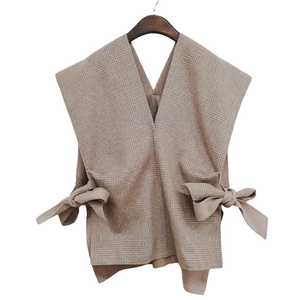 【中古】ヨリ yori YR1925-146AT グレン読み合わせる ジレ より良い 美品 FREE ベージュ系 レディース 【ベクター 古着】 260416