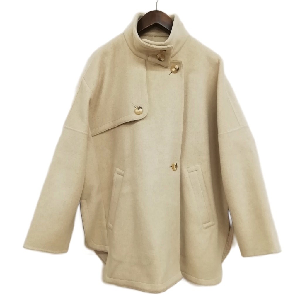 【中古】エンフォルド ENFOLD 300EA230-1110 21AW ホンブルグ帽リバー ケープ 厚地の外套 大層らしい大きさ 36 象牙色系 レディース 【ベクター 古着】 260423
