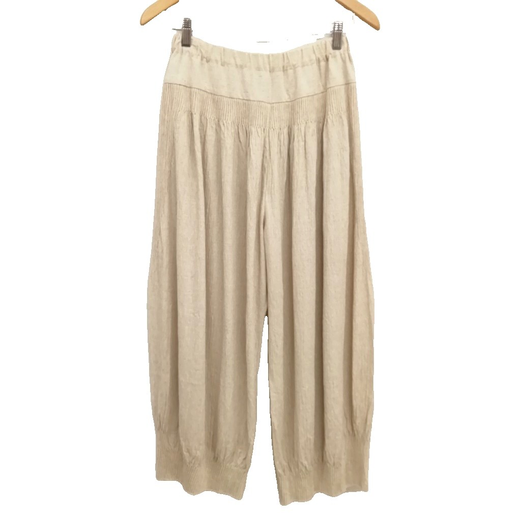 【中古】イッセイミヤケ ISSEY MIYAKE IM21KF016 リネン アクリル樹脂 生やさしい 広広とした ズボン下 2 ベージュ系 レディース 【ベクター 古着】 260608