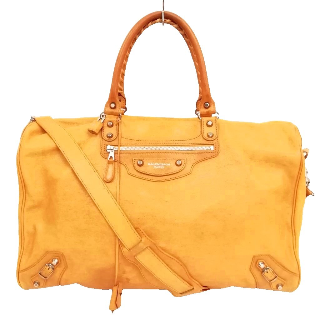 【中古】バレンシアガ BALENCIAGA 272473・1000 / 527147 レザー ボストン バッグ トラベル 旅行かばん イエロー系 メンズ レディース 【ベクトル 古着】 260611|ブランド古着の買取販売ベクトル