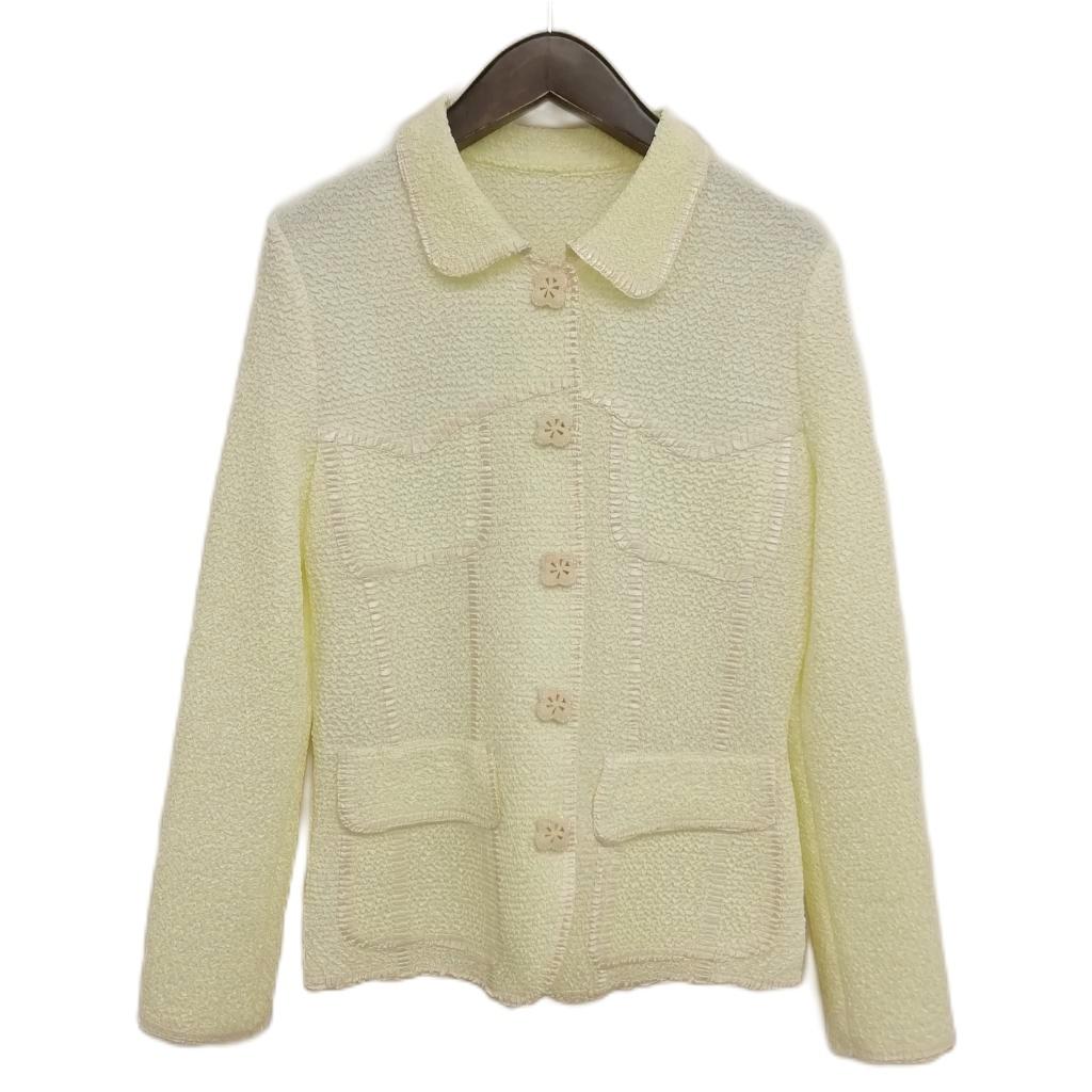 【中古】ノコオーノ NOKO-PLEATS プリーツ ジャケット カーディガン 美品 38 ライトイエロー系 レディース 【ベクトル 古着】 260615|ブランド古着の買取販売ベクトル