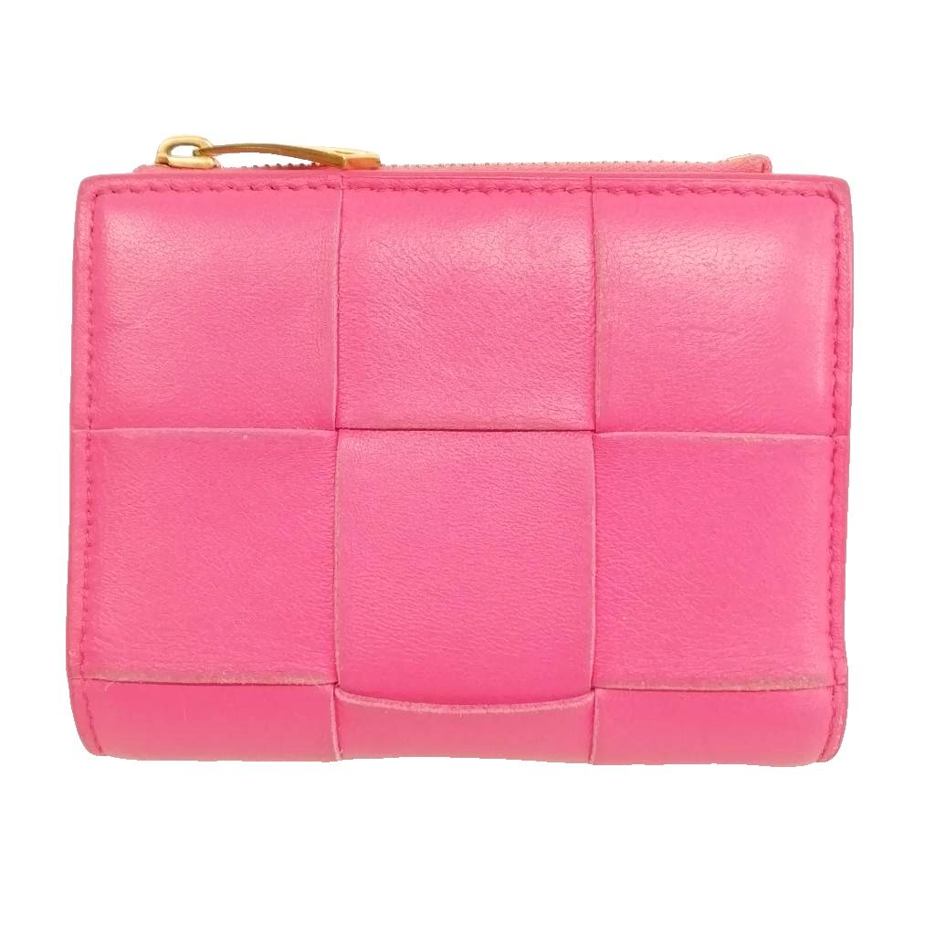 【中古】ボッテガヴェネタ BOTTEGA VENETA マキシイントレ イントレチャート カセット ウォレット 二つ折り財布 ピンク 【ベクトル 古着】 260723|ブランド古着の買取販売ベクトル