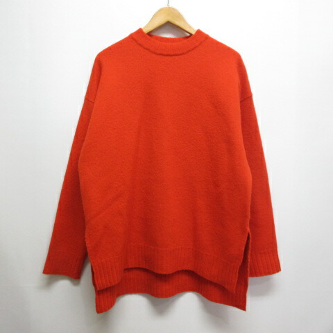 【中古】ジルサンダー JIL SANDER SWEATER CN LS ウール ニット セーター 長袖 サイドスリット 44 オレンジ J21GP0003 J14506 イタリア製 正規品 メンズ 【ベクトル 古着】 250903