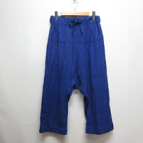 【中古】ハート Haat ISSEY MIYAKE プリーツ サルエル パンツ 2 青 ブルー HA71FF673 ウエストゴム 裏地付き 日本製 イッセイミヤケ レディース 【ベクトル 古着】 251027