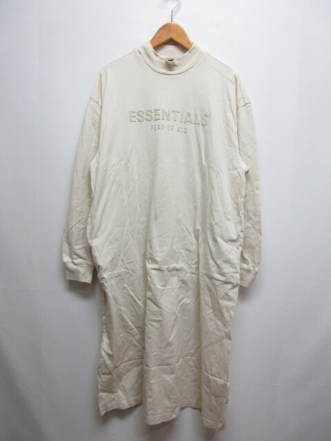【中古】エフオージー エッセンシャルズ FOG ESSENTIALS モックネック 長袖 ロング ワンピース XS アイボリー フロッキーロゴ ポケット有り レディース 【ベクトル 古着】 260303