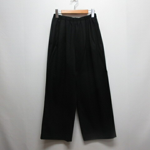 【中古】エンフォルド ENFOLD STRAIGHT-WIDE PANTS ウール ストレート ワイド パンツ 36 黒 ブラック 300GA231-1380 ウエストゴム レディース 【ベクトル 古着】 260406