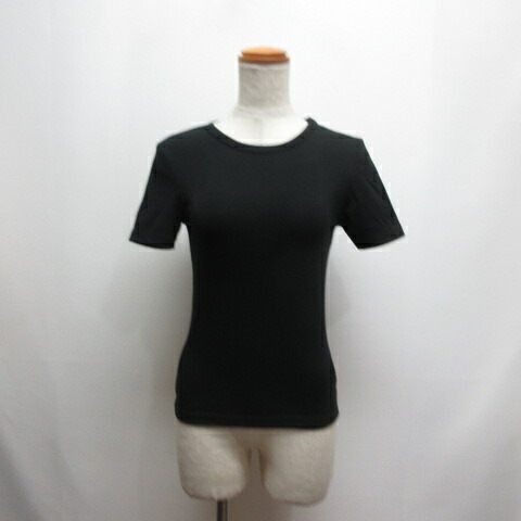 【中古】未使用品 エイチ ビューティーアンドユース H BEAUTY&YOUTH コットン レーヨン フライス Tシャツ 黒 ブラック 1617-222-6175 半袖 カットソー 日本製 レディース 【ベクトル 古着】 260407