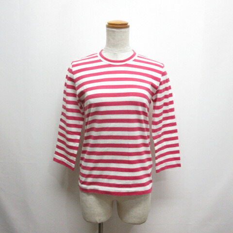 【中古】未当て嵌める品 コムデギャルソンコムデギャルソン COMME des GARCONS COMME des GARCONS 七分袖 間借り人 ティーシャツ カットソー SS 白×さくら色 RS-T015 日本製 レディース 【ベクター 古着】 260601