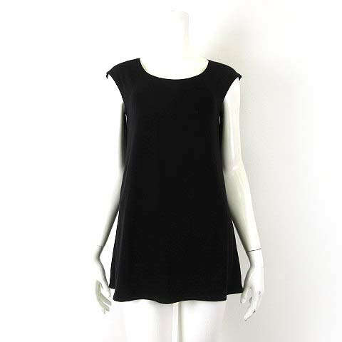 【中古】ヒロコビス HIROKO BIS エッセンシャル essentiel チュニック ワンピース ノースリーブ キャップスリーブ とろみ ストレッチ L 11 黒 ブラック レディース 【ベクトル 古着】 260330