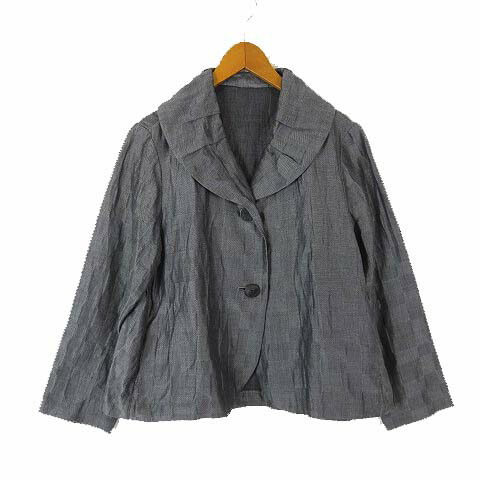 【中古】登美 群言堂 石見銀山 グンゲンドウ 上衣 スポーツジャケット 市松飾りつけ 影ぼうし読み合わせる 麻 リネン 音の大きさ色合い 2名取り草 長袖 L 杢薄墨色 レディース 【ベクター 古着】 260611