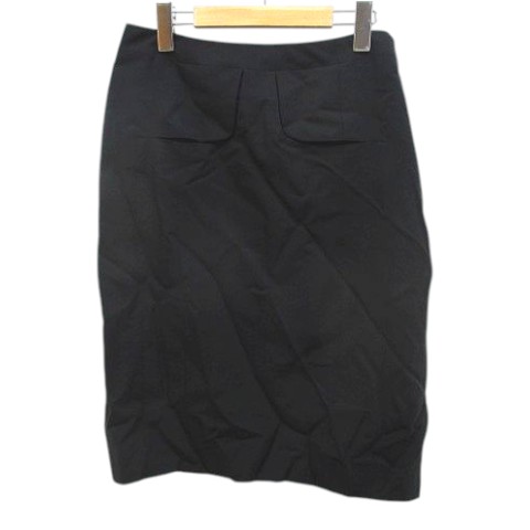 【中古】未使用品 ジルサンダー JIL SANDER 膝丈 タイトスカート 38 黒系 ブラック 無地 裏地 イタリア製 ウール モヘア タグ付 レディース 【ベクトル 古着】 260119