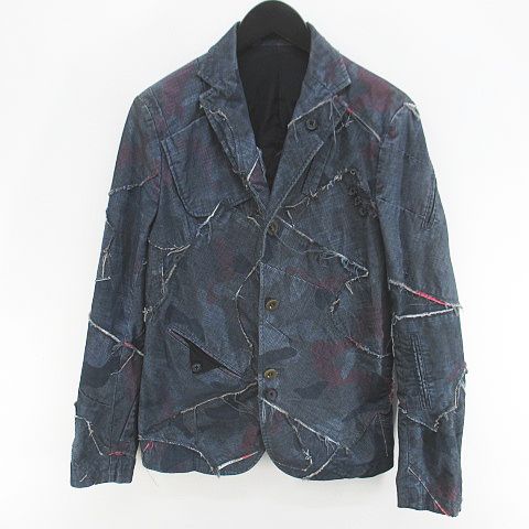 【中古】カラー kolor 11SCM-J03103 ジャケット 1 紺系 ネイビー 日本製 パッチワーク 継ぎ接ぎ ダメージ加工 裏地 メンズ 【ベクトル 古着】 260123