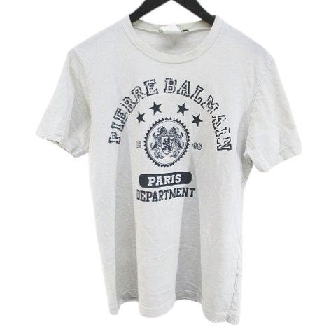 【中古】バルマン BALMAIN PIERRE BALMAIN 半袖 Tシャツ カットソー S 灰系 グレー イタリア製 プリント 総柄 メンズ 【ベクトル 古着】 260312