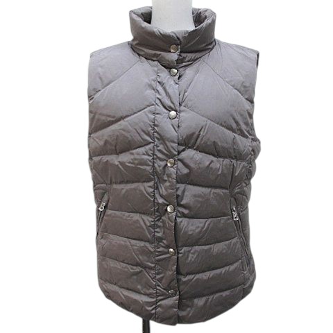 【中古】ボグナー BOGNER イタリア LIMONTA生地 ダウン ベスト ジャケット 灰系 ライトグレー 無地 スナップボタン 裏地 レディース 【ベクトル 古着】 260314