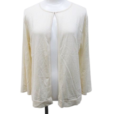 【中古】レオナール LEONARD FASHION 長袖 ジレー L 象牙色 刺しゅう 引っかかり 透け感 日本製 地絹 綿織物 レディース 【ベクター 古着】 260317