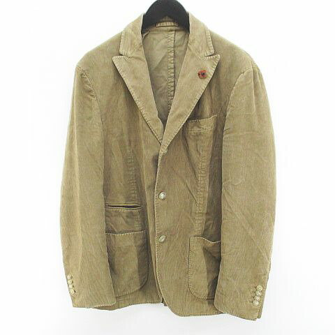 【中古】ラルディーニ LARDINI テーラード ジャケット コーデュロイ 背抜き 46 ベージュ系 イタリア製 ポケット 裏地 メンズ 【ベクトル 古着】 260415