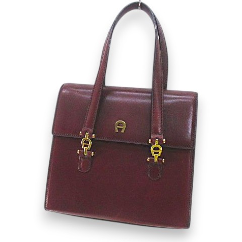 【中古】アイグナー AIGNER ハンドバッグ ボルドー レザー 手提げ レディース 【ベクトル 古着】 260411