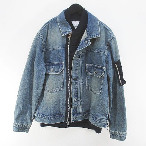 【中古】サカイ sacai SCM-304 451 304 ジージャン デニムジャケット MA-1 ドッキング 1 青系 ブルー インディゴ 日本製 ジップアップ 裏地 メンズ 【ベクトル 古着】 260409