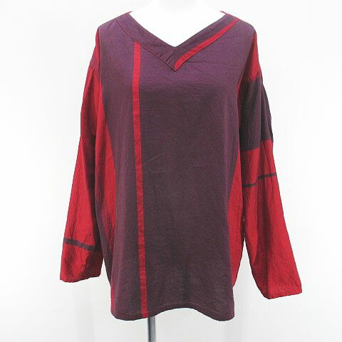【中古】玉木新雌 タマキニイメ tamaki niime 長袖 トップ カットソー V素っ首 赤系 赤いこと 無地 レディース 【ベクター 古着】 260410