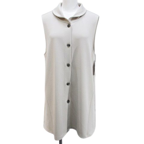【中古】未使用品 ラ・イマージュ la IMAGE ベスト ジレ F サンドベージュ 無地 ボタン ストレッチ タグ付 レディース 【ベクトル 古着】 260411