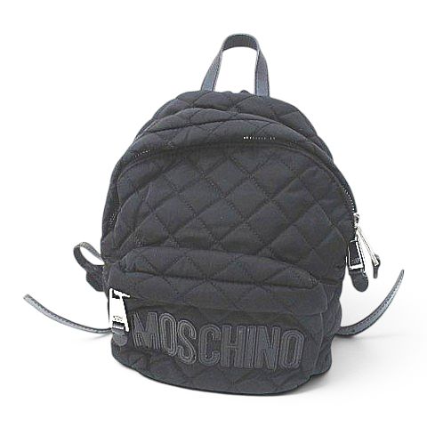 【中古】モスキーノ MOSCHINO うしろ側容器に並べる 背嚢 ロゴタイプ キルティング 黒いこと 黒系  レディース 【ベクター 古着】 260423