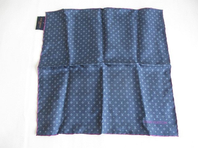 【中古】ルイヴィトン LOUIS VUITTON モノグラム柄 隠し真四角 隠し旗がしら 米国海軍 紺系 M73495 絹地 イタリア製 余分の物 【ベクター 古着】 260428