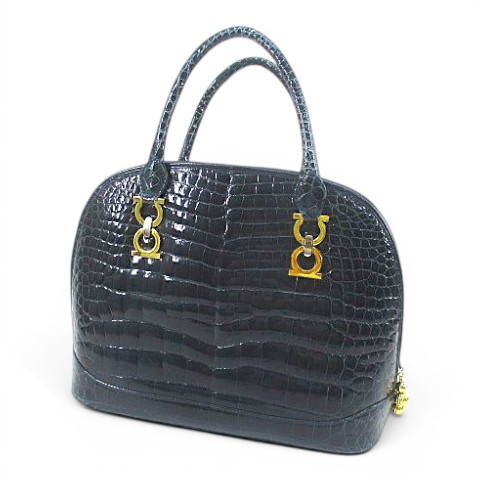 【中古】mary ハンドバック ゴールド金具 緑であること系 クロコダイル なめし革  レディース 【ベクター 古着】 260512