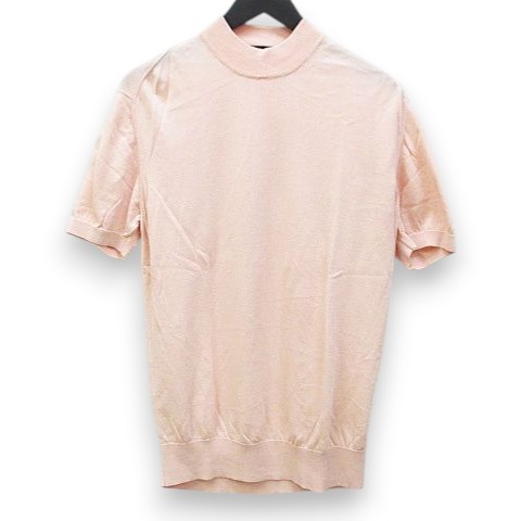【中古】ロベルトコリーナ ROBERTO COLLINA 半袖 編み物 スウェーター カットソー 48 サクラ色系 イタリア製 肋材 無地 メンズ 【ベクター 古着】 260514