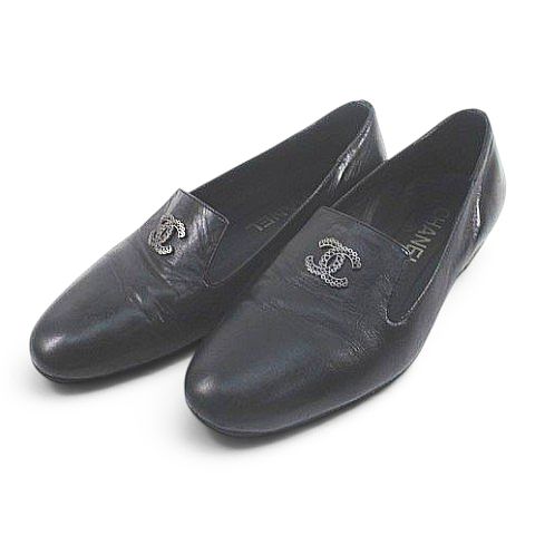 【中古】シャネル CHANEL 歌劇場シューズ ココマーク 35C 黒いこと 黒系 なめし革 イタリア製 レディース 【ベクター 古着】 260521