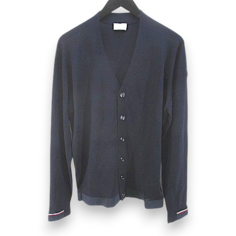 【中古】モンク線路 MONCLER D10919415800 979BB MAGLIA TRICOT CARDIGAN トリコットジレー 長袖 編み物 M 紺系 米国海軍 イタリア製 ロゴタイプ 文字記号 刺しゅう 紋章 生産ライン 毛 羊毛 メンズ 【ベクター 古着】 260528