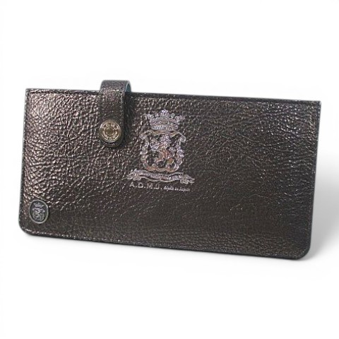 【中古】ADMJ アクセソワ Accessoires De Mademoiselle メタリック レザースリムウォレット 26AW06005 薄墨色 なめし革  【ベクター 古着】 260606