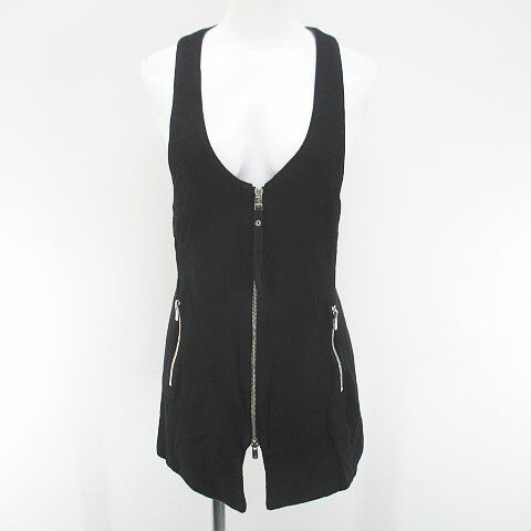 【中古】バジュラ bajra より良い 並み並み丈 麻 リネン S 黒系 黒いこと 日本製 ジップアップ 無地 レディース 【ベクター 古着】 260529