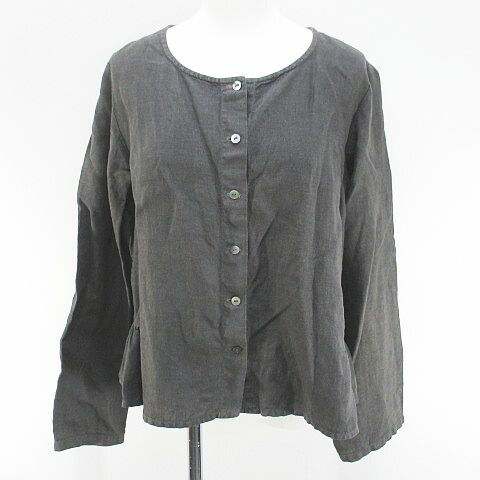【中古】ネスト衣裳 nest Robe 否色つやプルオーバー トップ 麻 リネン 灰系 薄墨色 日本製 無地 レディース 【ベクター 古着】 260602