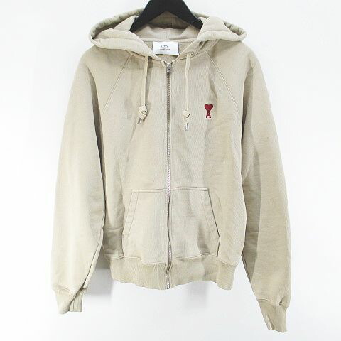 【中古】意中の女 アレクサンドル マテュッシ ami alexandre mattiussi 長袖 パーカー 上衣 S ベージュ系 ロゴタイプ 文字記号 刺しゅう ジップアップ  メンズ レディース 【ベクター 古着】 260607