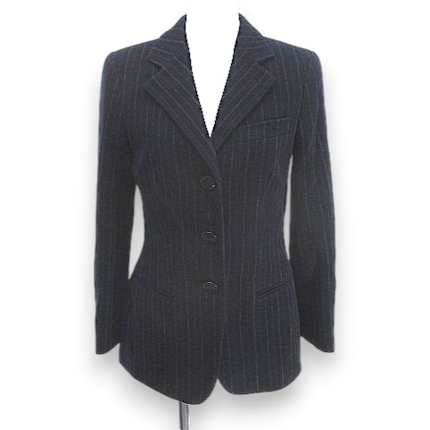 【中古】ジョルジオアルマーニ GIORGIO ARMANI BORGO21 ストライプ柄 ジャケット 36 紺系 ネイビー イタリア製 毛 ウール 裏地 レディース 【ベクトル 古着】 260713|ブランド古着の買取販売ベクトル